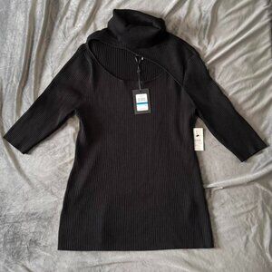 new with tags DKNY black ribbed sweater with cutout
